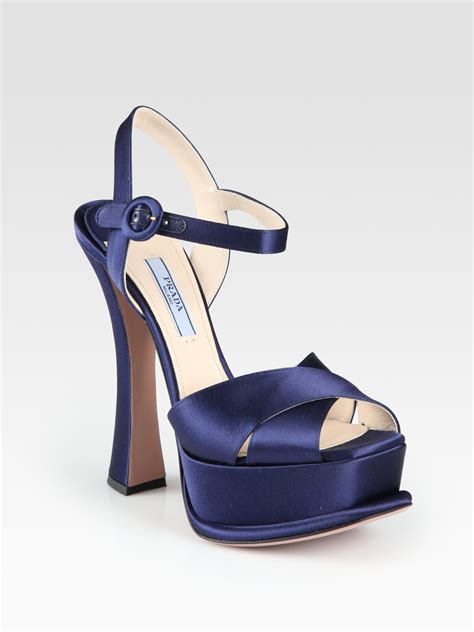 blaue prada high heels|prada satin platform shoes.